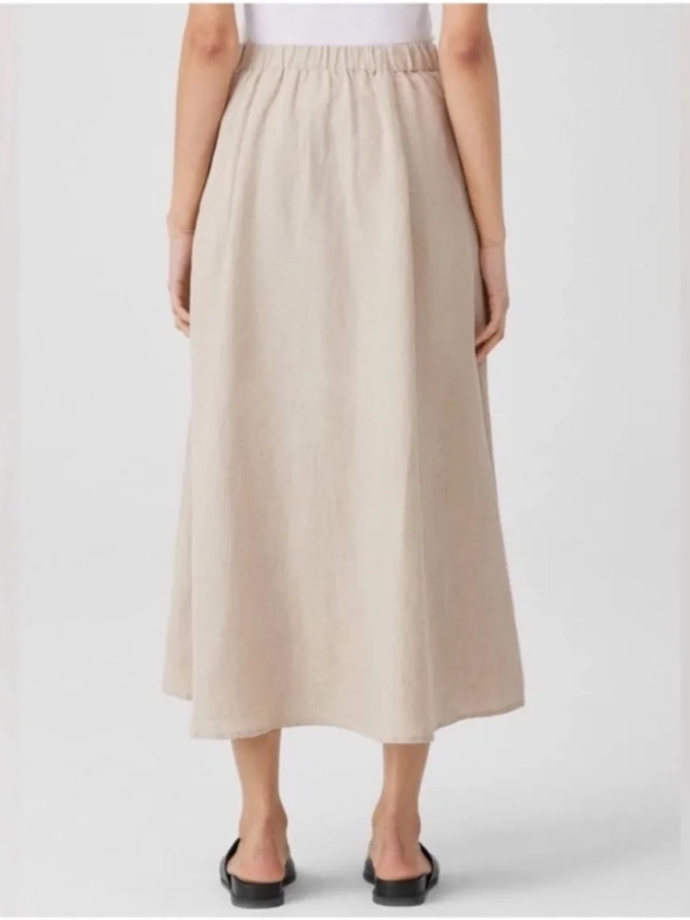 NWT Eileen Fisher Organic Linen Skirt Elastic Waist Sz Medium - Picture 2 of 5
